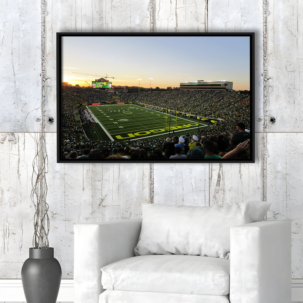 Autzen Stadium Oregon, Stadium Canvas, Sport Art, Framed Canvas Print Wall Art, Floating Frame