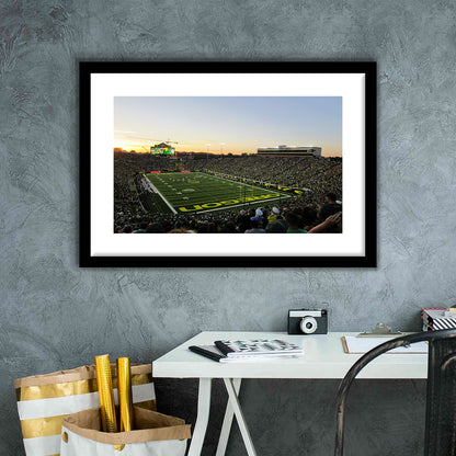 Autzen Stadium Oregon, Stadium Canvas, Sport Art, Gift for him, White Border Framed Art Print Wall Decor