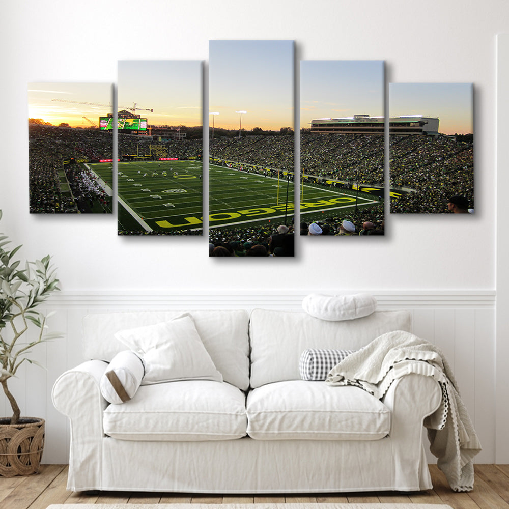 Autzen Stadium Oregon, Stadium Canvas, Sport Art, Gift for him, 5 Panel, Large Canvas, Canvas Print Wall Art