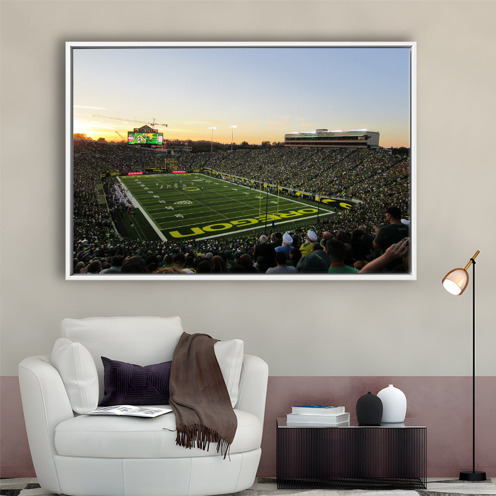 Autzen Stadium Oregon, Stadium Canvas, Sport Art, Framed Canvas Print Wall Art, Floating Frame