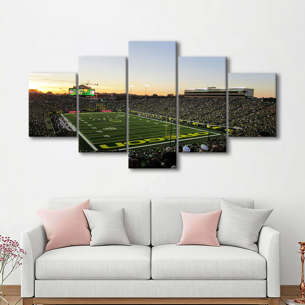 Autzen Stadium Oregon, Stadium Canvas, Sport Art, Gift for him, 5 Panel, Large Canvas, Canvas Print Wall Art