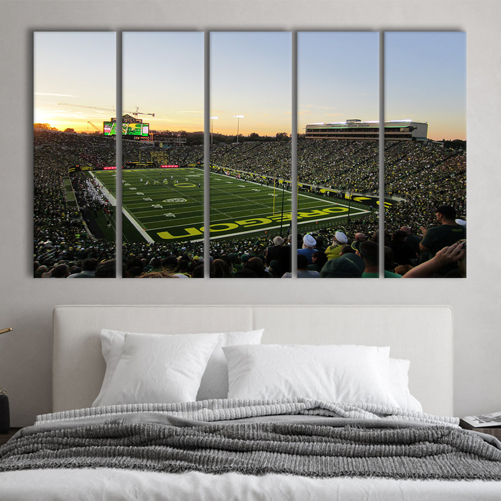 Autzen Stadium Oregon, Stadium Canvas, Sport Art, 5 Panel B, Extra Large Canvas, Canvas Print Wall Art