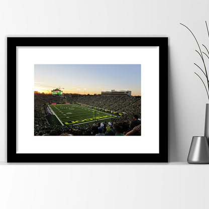 Autzen Stadium Oregon, Stadium Canvas, Sport Art, Gift for him, White Border Framed Art Print Wall Decor