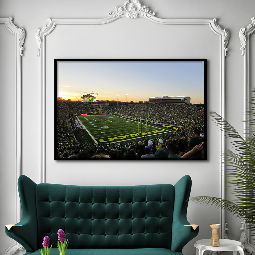 Autzen Stadium Oregon, Stadium Canvas, Sport Art, Gift for him, Framed Art Print Wall Decor, Picture Framed