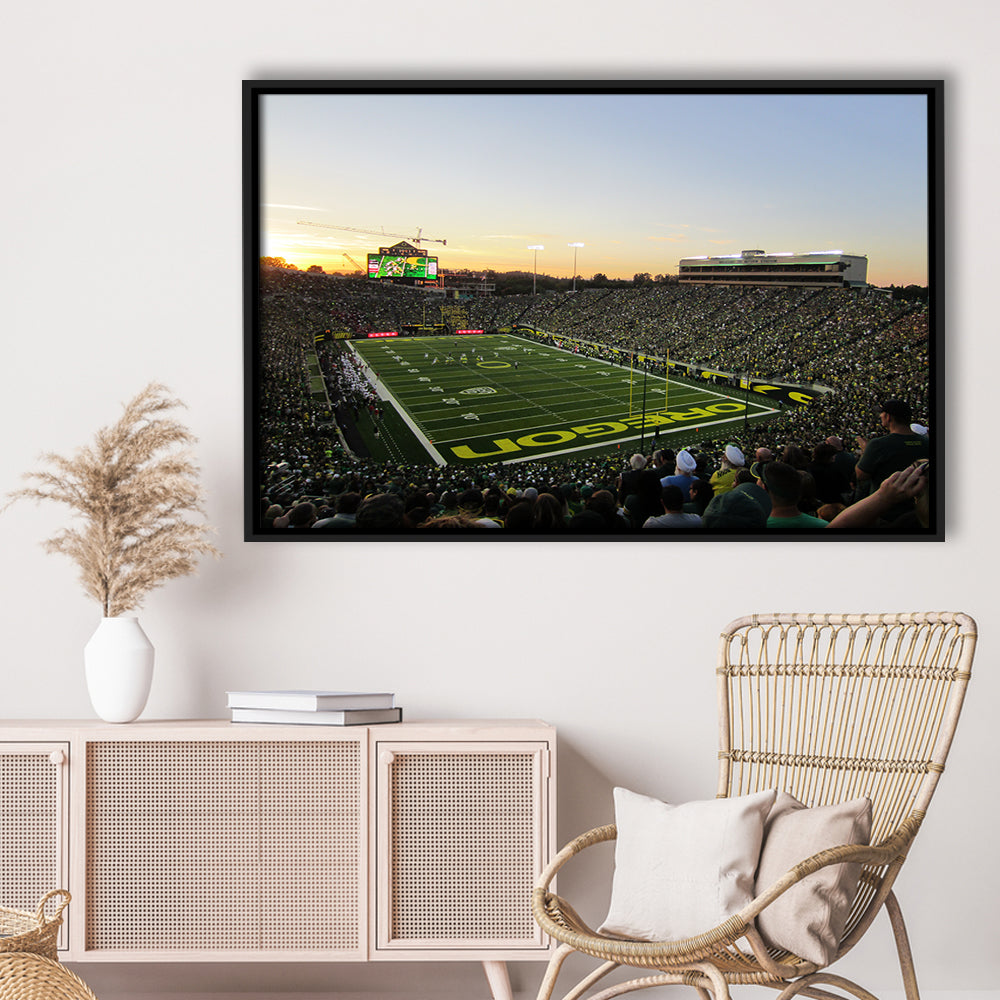 Autzen Stadium Oregon, Stadium Canvas, Sport Art, Framed Canvas Print Wall Art, Floating Frame