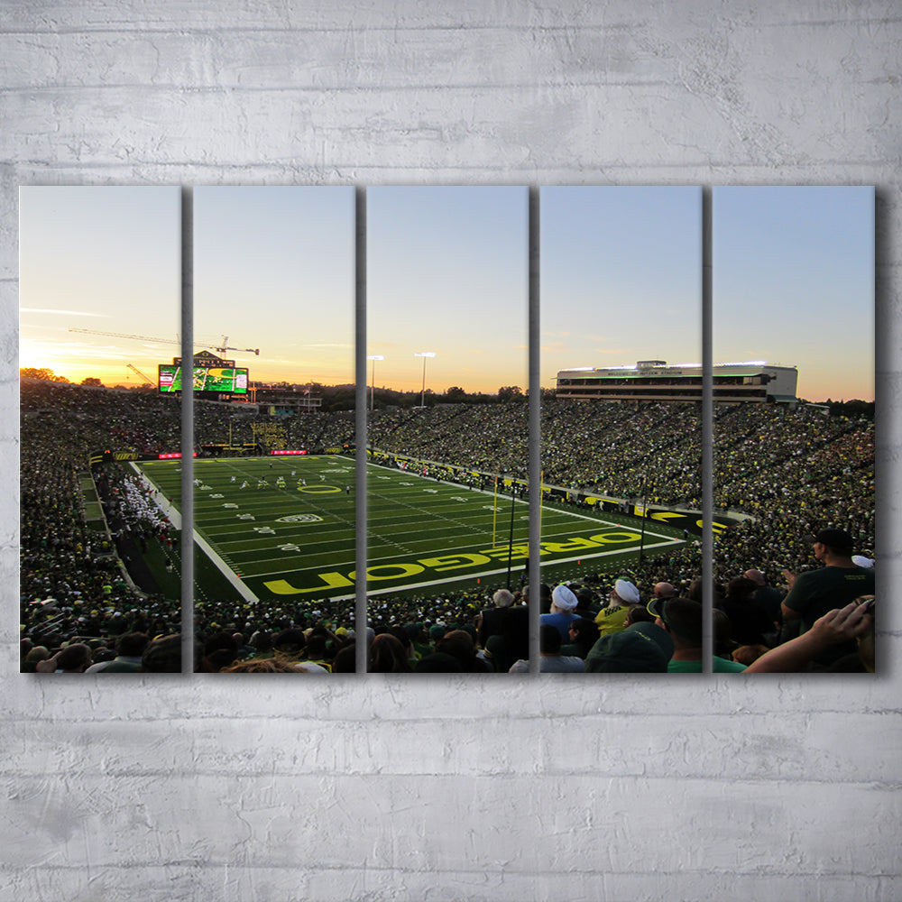 Autzen Stadium Oregon, Stadium Canvas, Sport Art, 5 Panel B, Extra Large Canvas, Canvas Print Wall Art
