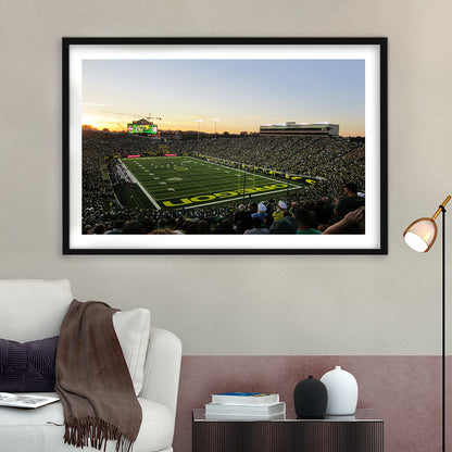Autzen Stadium Oregon, Stadium Canvas, Sport Art, Gift for him, White Border Framed Art Print Wall Decor