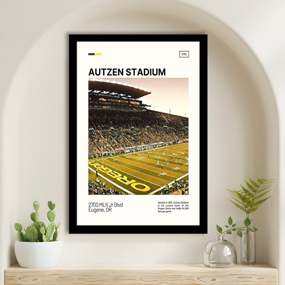 Autzen Stadium Print, Oregon Ducks Stadium Art, Gifts for him, Sport Art, Framed Art Print Wall Decor