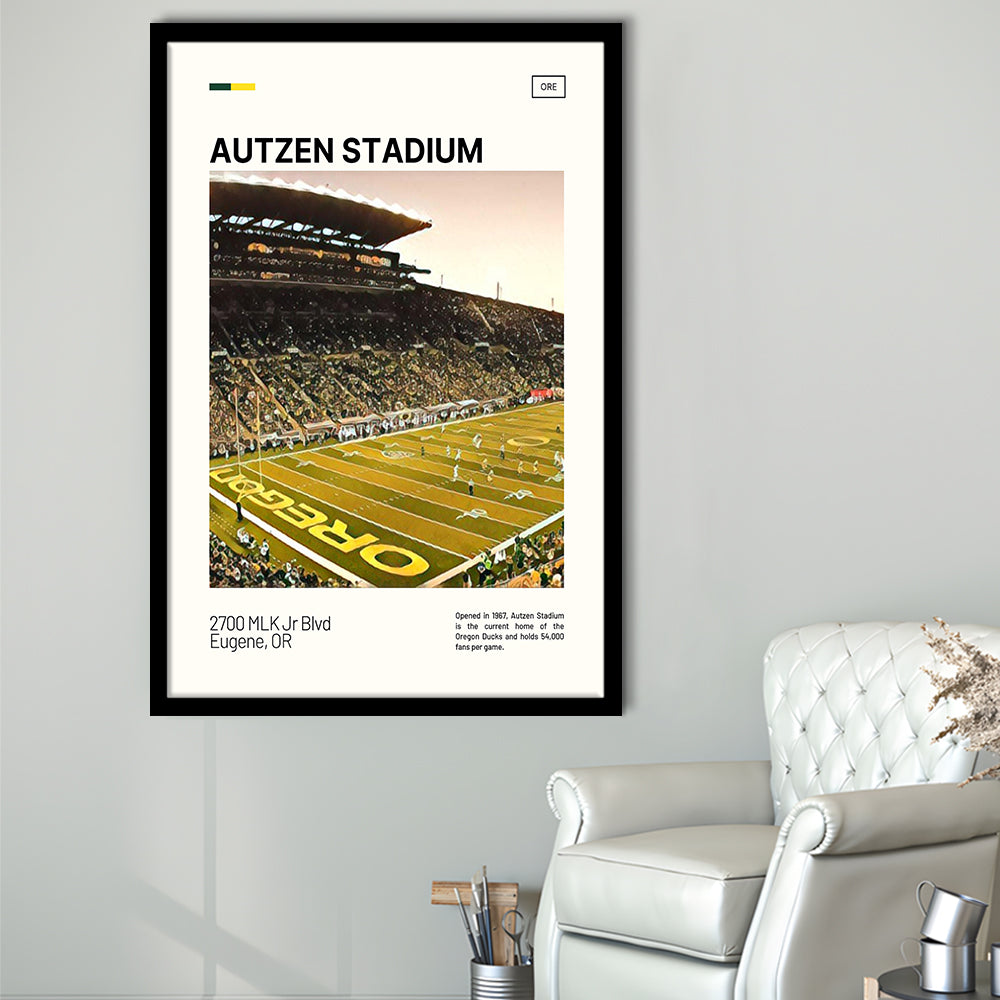 Autzen Stadium Print, Oregon Ducks Stadium Art, Gifts for him, Sport Art, Framed Art Print Wall Decor