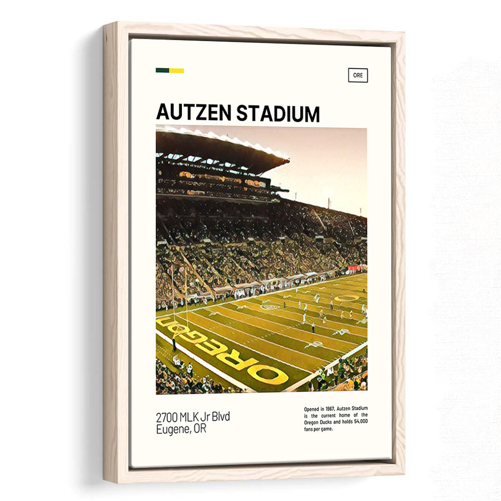 Autzen Stadium Print, Oregon Ducks Stadium Canvas Art, Man Cave Gift, Floating Framed Canvas Print Wall Art