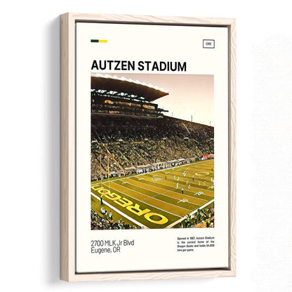 Autzen Stadium Print, Oregon Ducks Stadium Canvas Art, Man Cave Gift, Floating Framed Canvas Print Wall Art