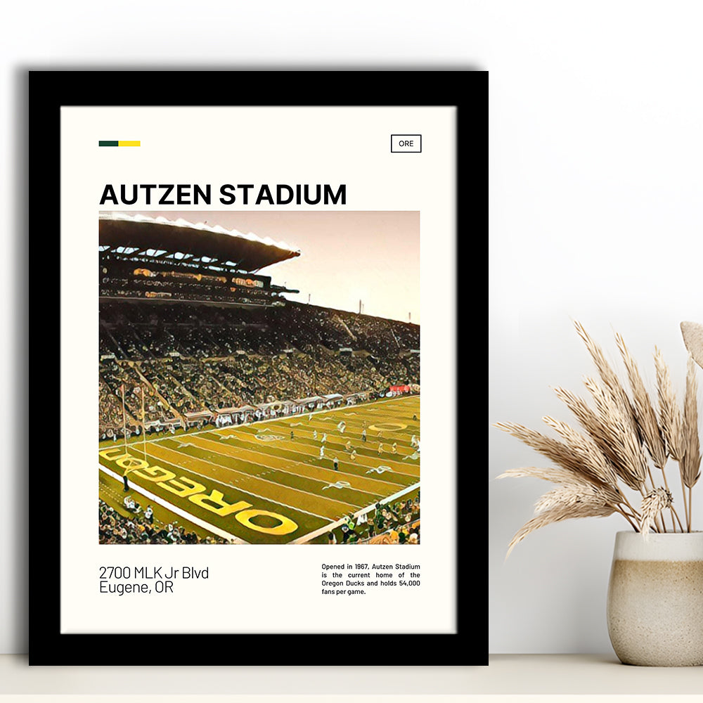 Autzen Stadium Print, Oregon Ducks Stadium Art, Gifts for him, Sport Art, Framed Art Print Wall Decor