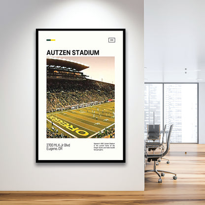 Autzen Stadium Print, Oregon Ducks Stadium Art, Gifts for him, Sport Art, Framed Art Print Wall Decor