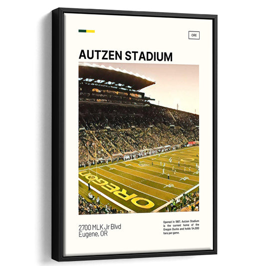 Autzen Stadium Print, Oregon Ducks Stadium Canvas Art, Man Cave Gift, Floating Framed Canvas Print Wall Art