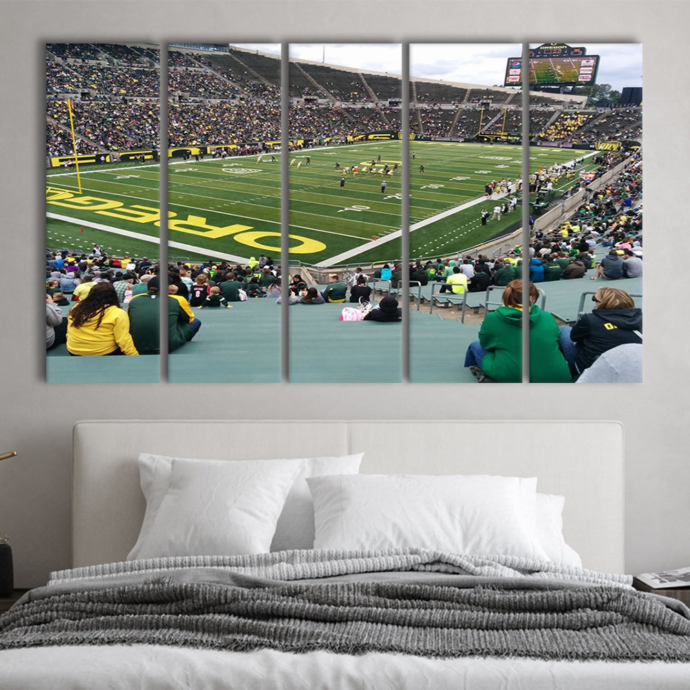 Autzen Stadium Section, Stadium Canvas, Sport Art, 5 Panel B, Extra Large Canvas, Canvas Print Wall Art