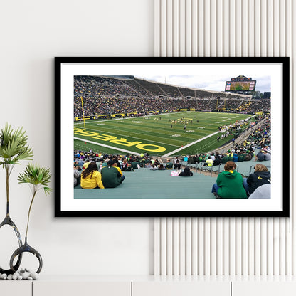 Autzen Stadium Section, Stadium Canvas, Sport Art, Gift for him, White Border Framed Art Print Wall Decor