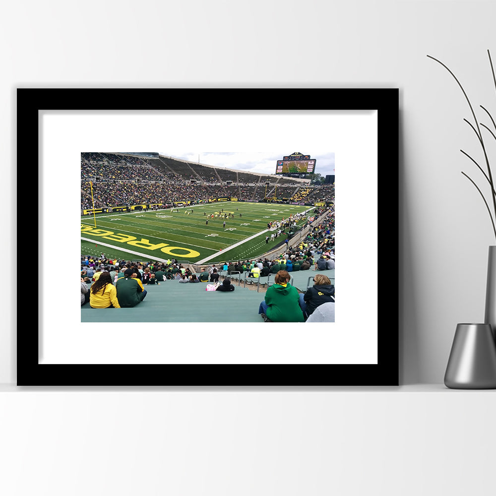 Autzen Stadium Section, Stadium Canvas, Sport Art, Gift for him, White Border Framed Art Print Wall Decor