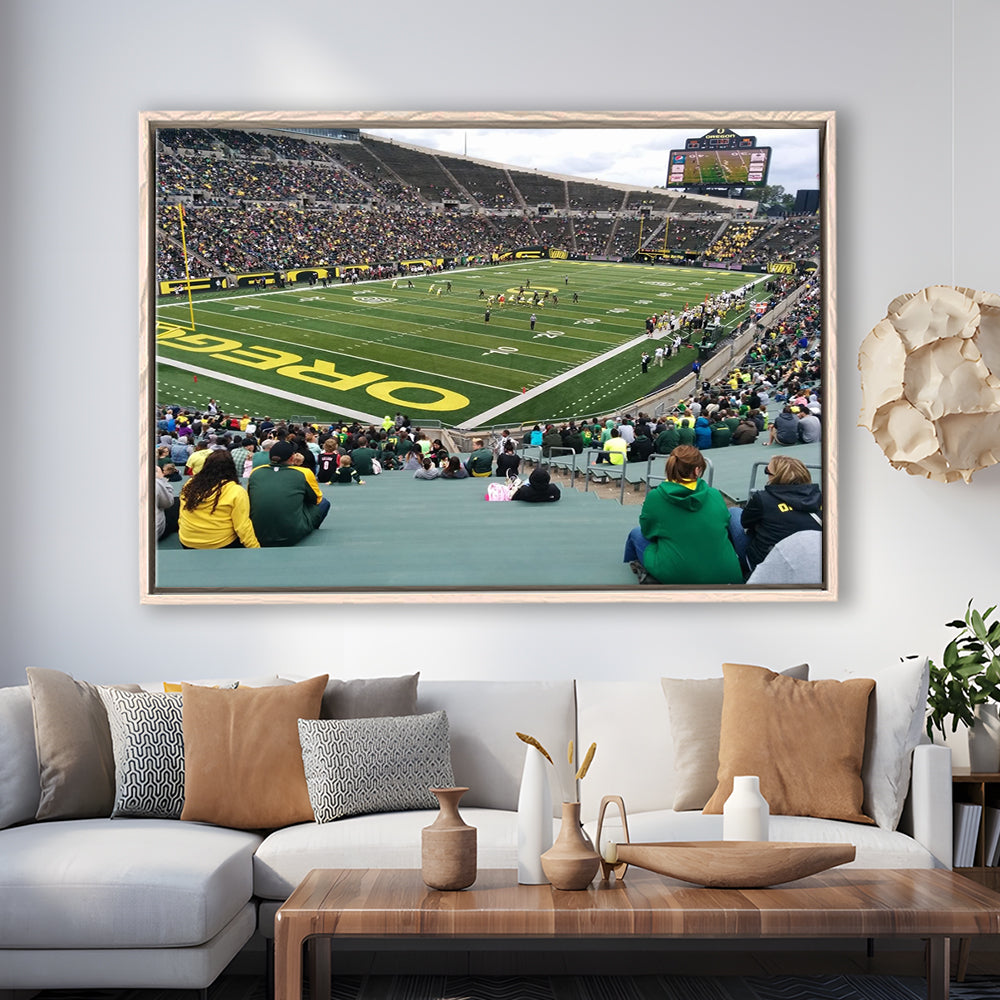 Autzen Stadium Section, Stadium Canvas, Sport Art, Framed Canvas Print Wall Art, Floating Frame