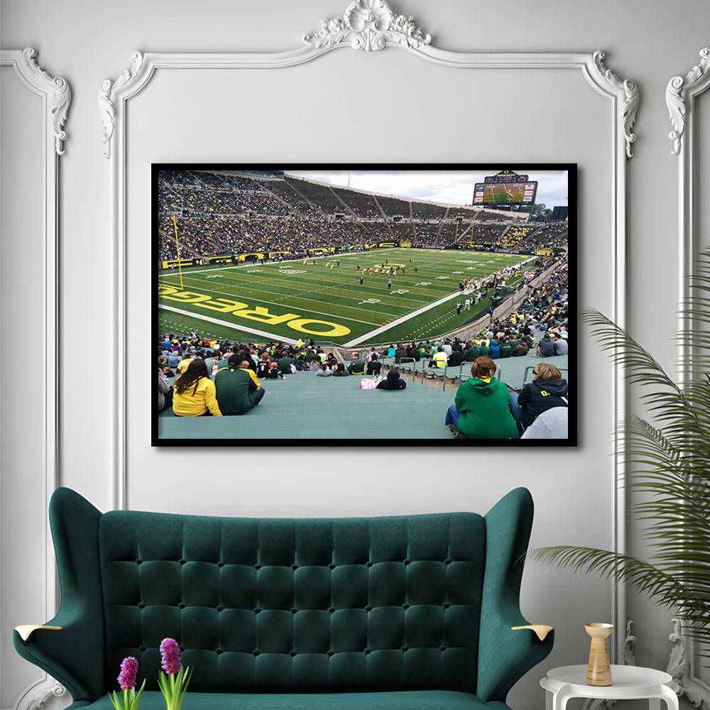 Autzen Stadium Section, Stadium Canvas, Sport Art, Gift for him, Framed Art Print Wall Decor, Picture Framed