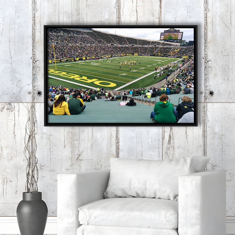 Autzen Stadium Section, Stadium Canvas, Sport Art, Framed Canvas Print Wall Art, Floating Frame
