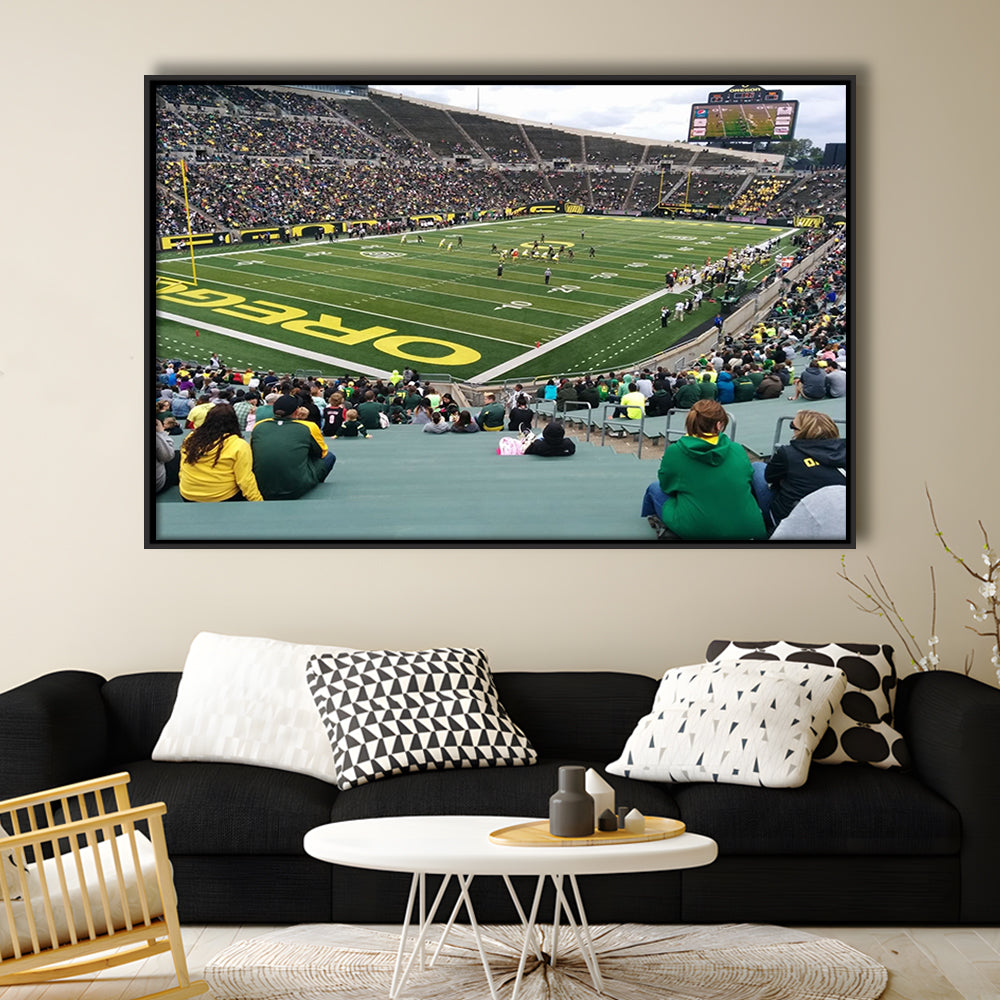 Autzen Stadium Section, Stadium Canvas, Sport Art, Framed Canvas Print Wall Art, Floating Frame