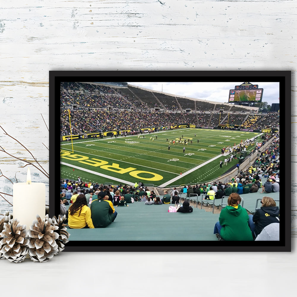 Autzen Stadium Section, Stadium Canvas, Sport Art, Framed Canvas Print Wall Art, Floating Frame