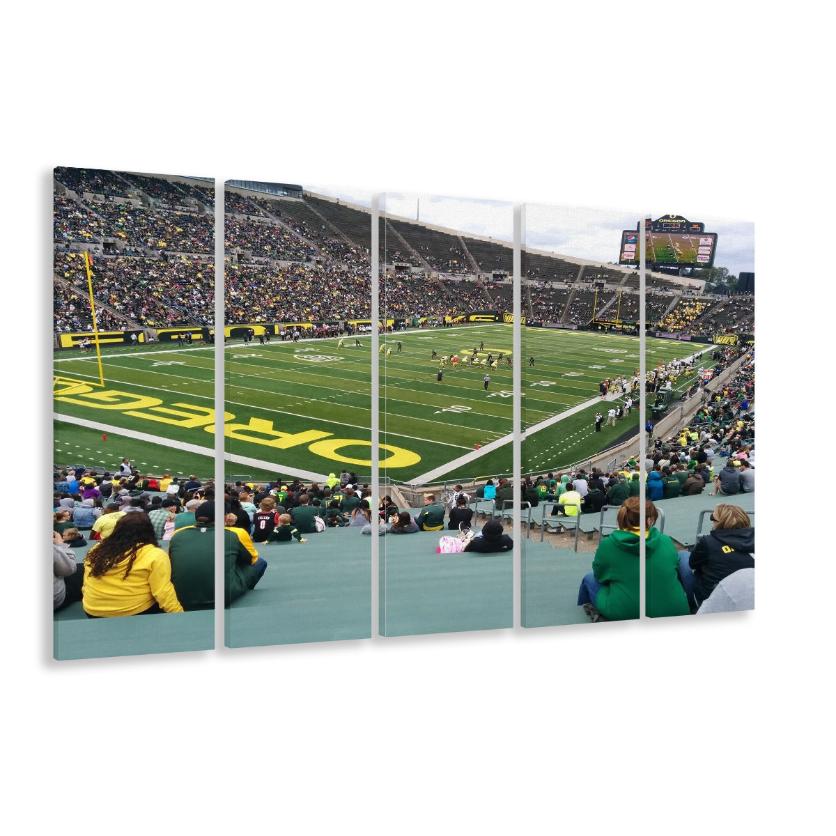Autzen Stadium Section, Stadium Canvas, Sport Art, 5 Panel B, Extra Large Canvas, Canvas Print Wall Art