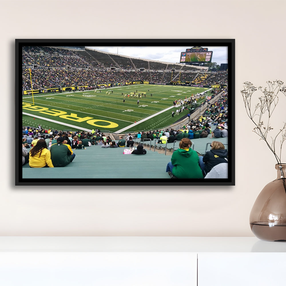 Autzen Stadium Section, Stadium Canvas, Sport Art, Framed Canvas Print Wall Art, Floating Frame