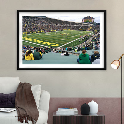 Autzen Stadium Section, Stadium Canvas, Sport Art, Gift for him, White Border Framed Art Print Wall Decor