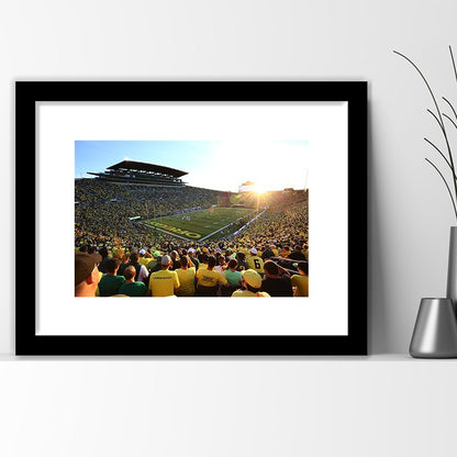 Autzen Stadium, Stadium Canvas, Sport Art, Gift for him, White Border Framed Art Print Wall Decor