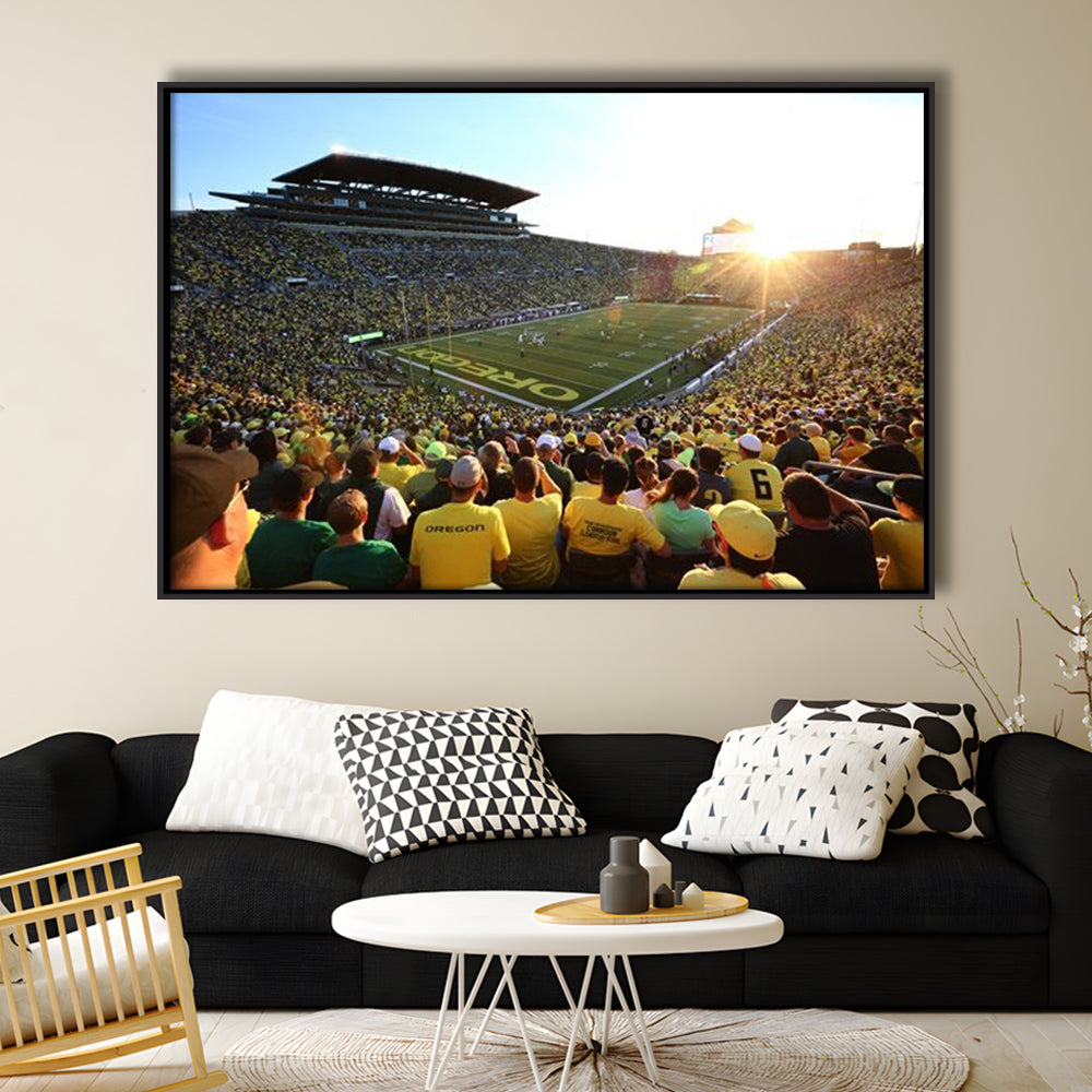Autzen Stadium, Stadium Canvas, Sport Art, Framed Canvas Print Wall Art, Floating Frame