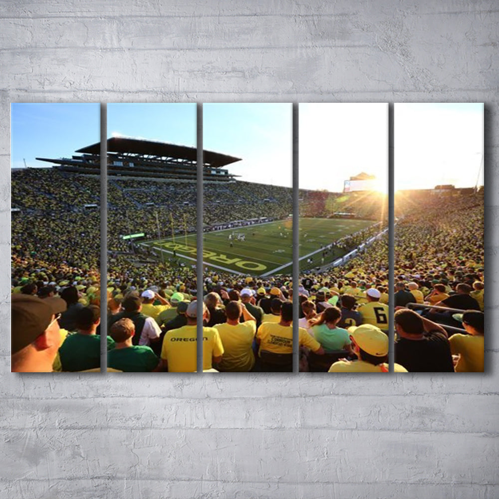 Autzen Stadium, Stadium Canvas, Sport Art, 5 Panel B, Extra Large Canvas, Canvas Print Wall Art