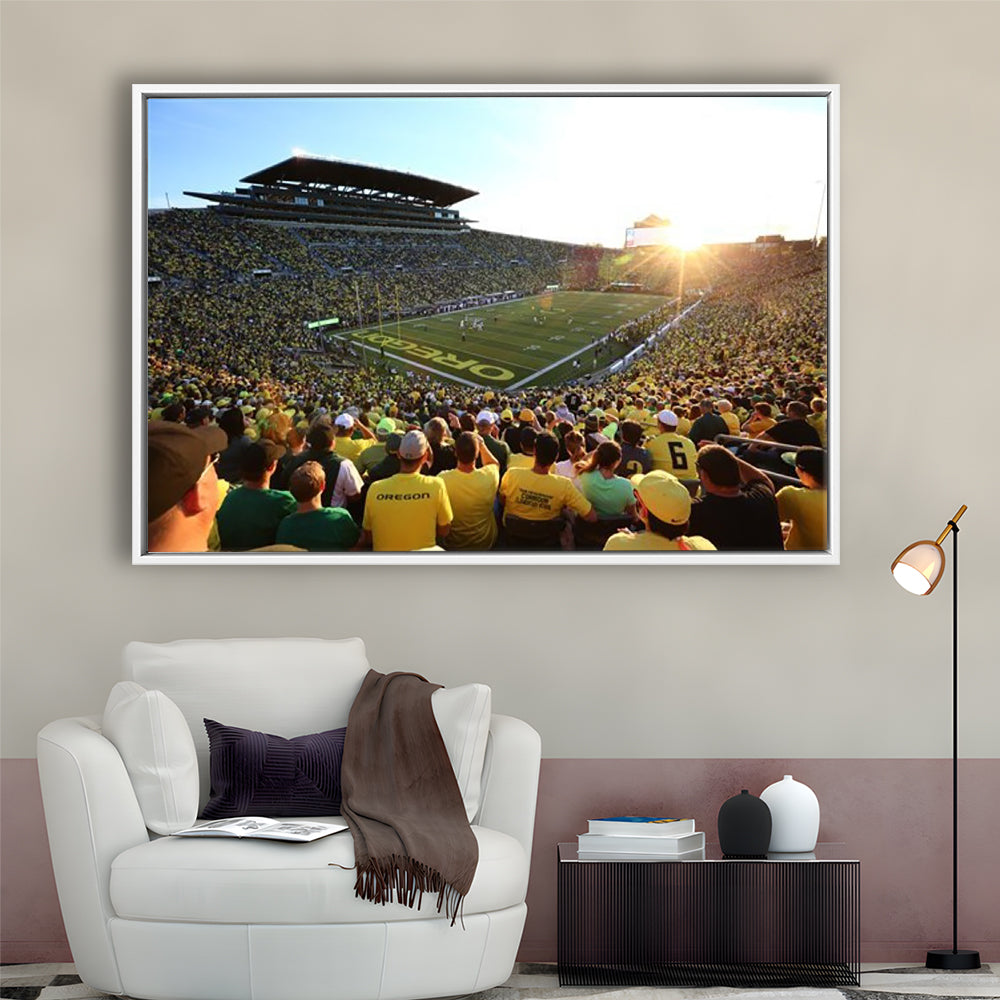 Autzen Stadium, Stadium Canvas, Sport Art, Framed Canvas Print Wall Art, Floating Frame