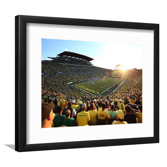 Autzen Stadium, Stadium Canvas, Sport Art, Gift for him, White Border Framed Art Print Wall Decor