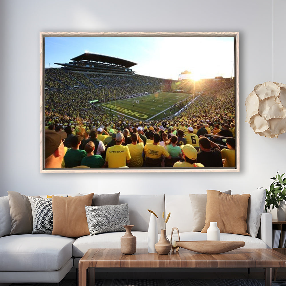 Autzen Stadium, Stadium Canvas, Sport Art, Framed Canvas Print Wall Art, Floating Frame
