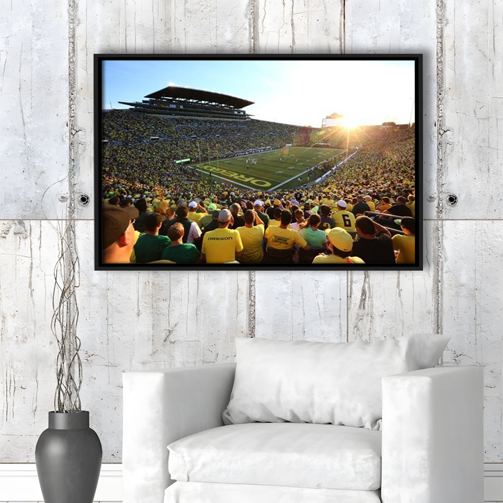Autzen Stadium, Stadium Canvas, Sport Art, Framed Canvas Print Wall Art, Floating Frame