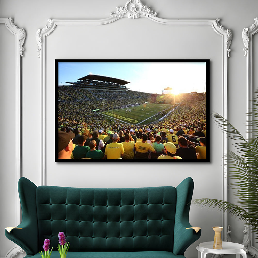 Autzen Stadium, Stadium Canvas, Sport Art, Gift for him, Framed Art Print Wall Decor, Picture Framed