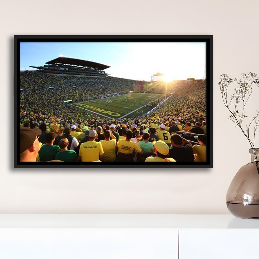 Autzen Stadium, Stadium Canvas, Sport Art, Framed Canvas Print Wall Art, Floating Frame