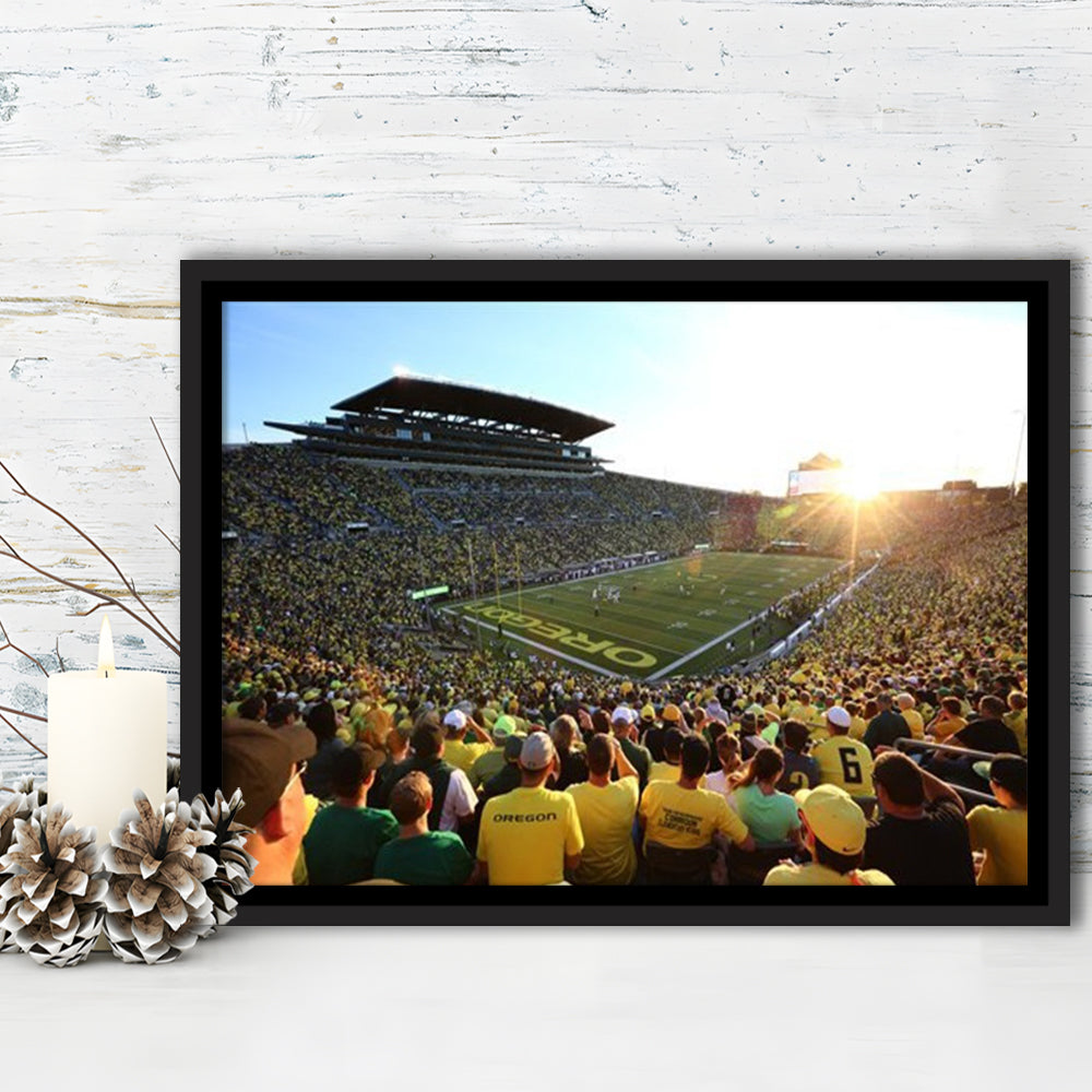 Autzen Stadium, Stadium Canvas, Sport Art, Framed Canvas Print Wall Art, Floating Frame