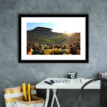 Autzen Stadium, Stadium Canvas, Sport Art, Gift for him, White Border Framed Art Print Wall Decor