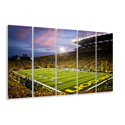 Autzen Stadium in Oregon, Stadium Canvas, Sport Art, 5 Panel B, Extra Large Canvas, Canvas Print Wall Art