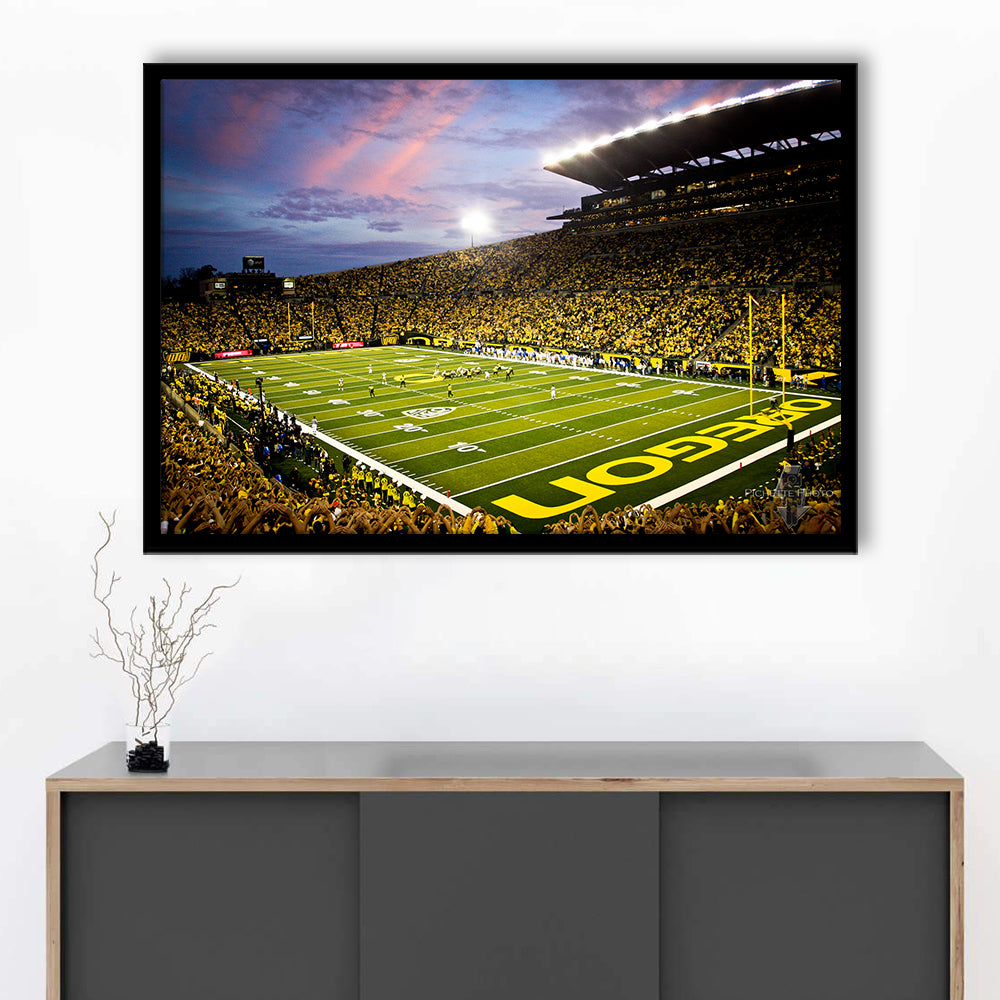 Autzen Stadium in Oregon, Stadium Canvas, Sport Art, Gift for him, Framed Art Print Wall Decor, Picture Framed