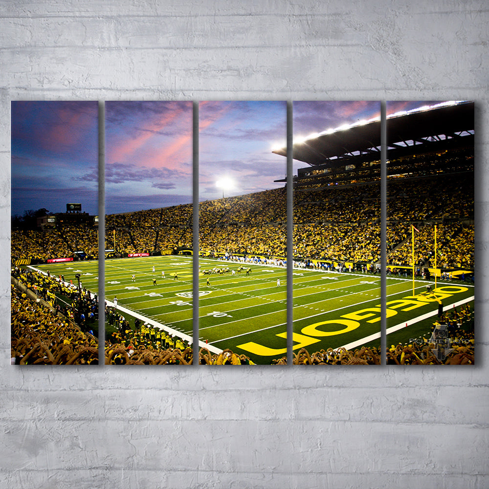 Autzen Stadium in Oregon, Stadium Canvas, Sport Art, 5 Panel B, Extra Large Canvas, Canvas Print Wall Art