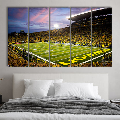 Autzen Stadium in Oregon, Stadium Canvas, Sport Art, 5 Panel B, Extra Large Canvas, Canvas Print Wall Art