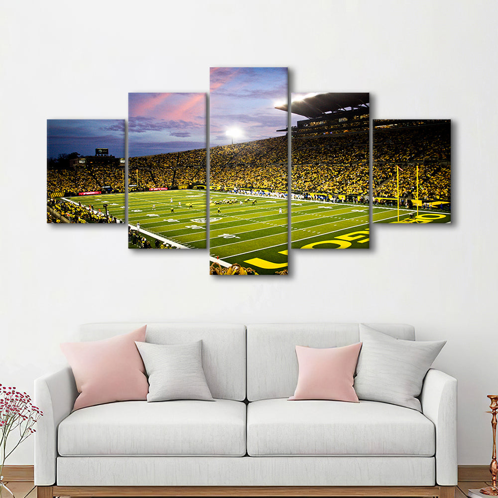 Autzen Stadium in Oregon, Stadium Canvas, Sport Art, Gift for him, 5 Panel, Large Canvas, Canvas Print Wall Art