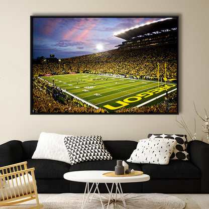 Autzen Stadium in Oregon, Stadium Canvas, Sport Art, Framed Canvas Print Wall Art, Floating Frame