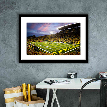 Autzen Stadium in Oregon, Stadium Canvas, Sport Art, Gift for him, White Border Framed Art Print Wall Decor