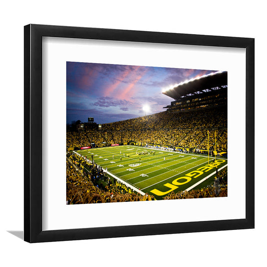 Autzen Stadium in Oregon, Stadium Canvas, Sport Art, Gift for him, White Border Framed Art Print Wall Decor