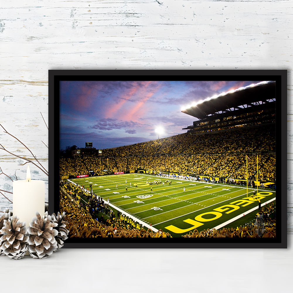 Autzen Stadium in Oregon, Stadium Canvas, Sport Art, Framed Canvas Print Wall Art, Floating Frame