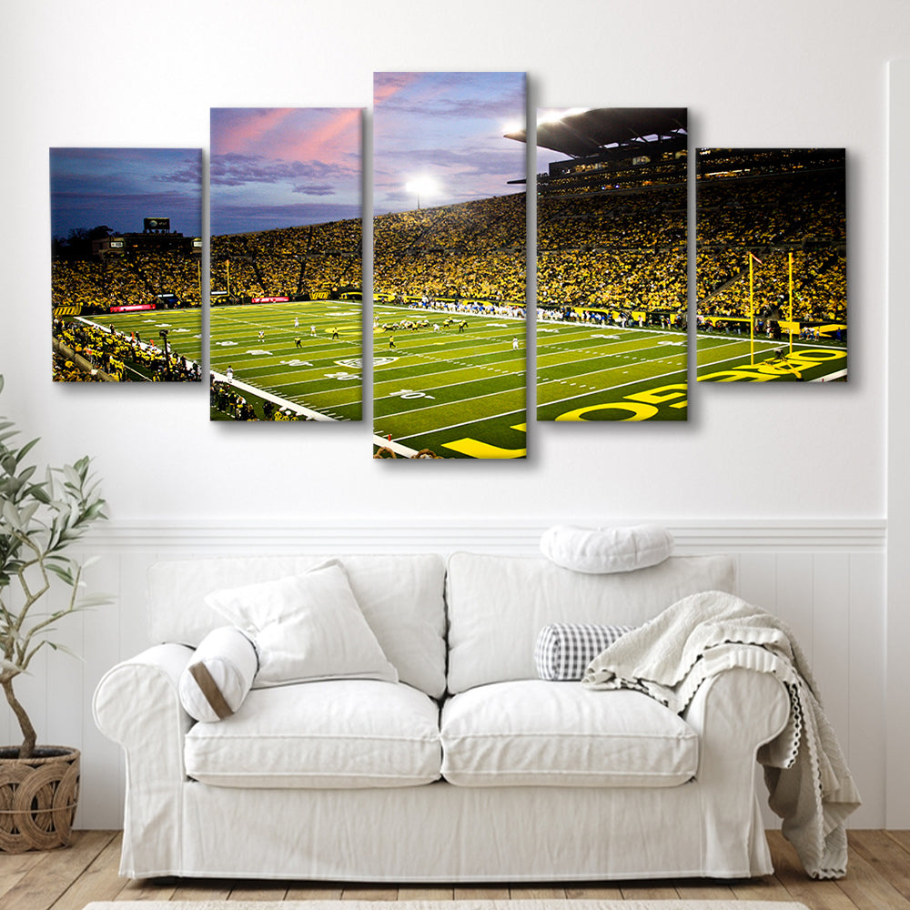 Autzen Stadium in Oregon, Stadium Canvas, Sport Art, Gift for him, 5 Panel, Large Canvas, Canvas Print Wall Art